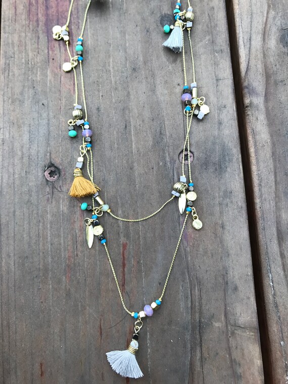 Tassel NecklaceLayered NecklaceStatement Jewelryhand beaded | Etsy