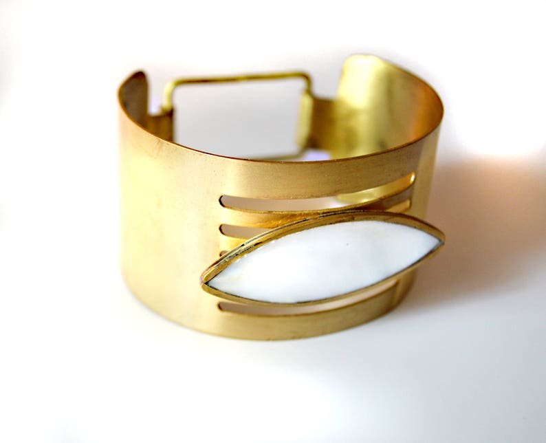 Gold Cuff Braceletmother of Pearl Cuff Bracelet statement Etsy