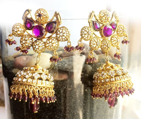 Purple sale jhumka earrings