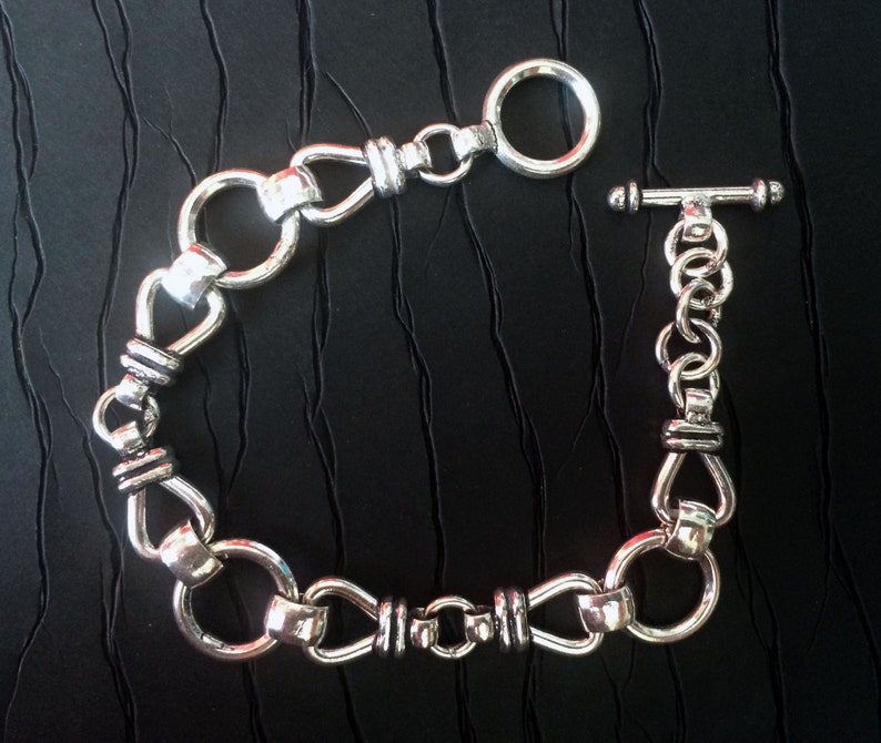 Toggle Charm Braceletsilver Link Braceletchain Etsy