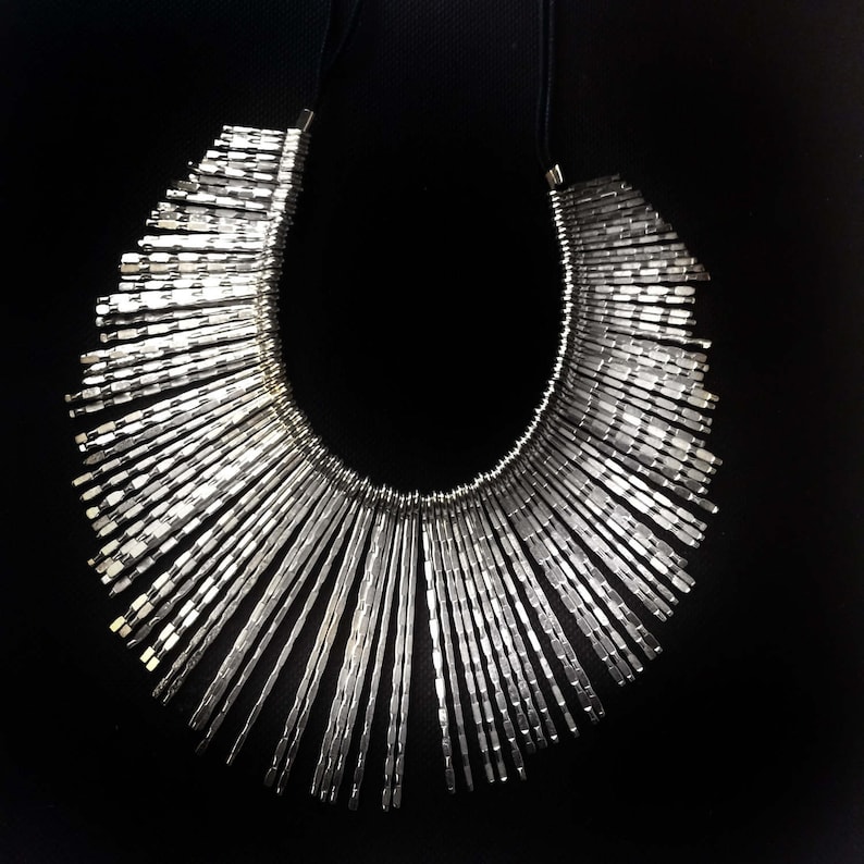 Gold Fringe Necklace,Bib Necklace,Statement Jewelry,Wedding Jewelry,Summer Statement Necklace by Taneesi YN412