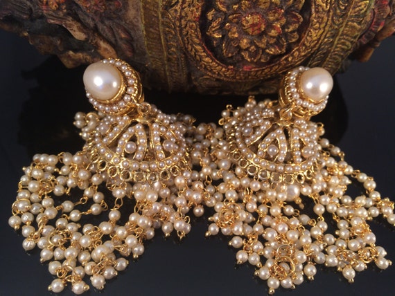 Gold JHUMKASbridal pearl earringsEthnic 