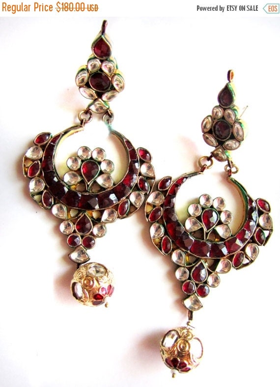 Kundan Earrings red Gold Jewelry Chandelier Earrings jaipur Kundan