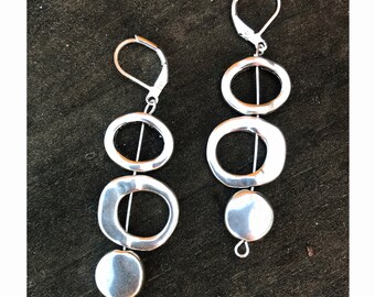 Earrings Silver geometric Modern Minimalist Jewelry Celtic lightweight OOAK