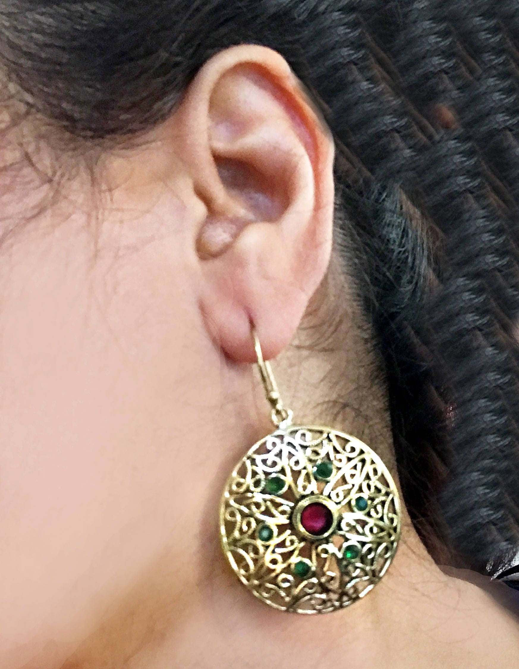 Turkish jewelrytrending earringsRedGreen and Gold Etsy
