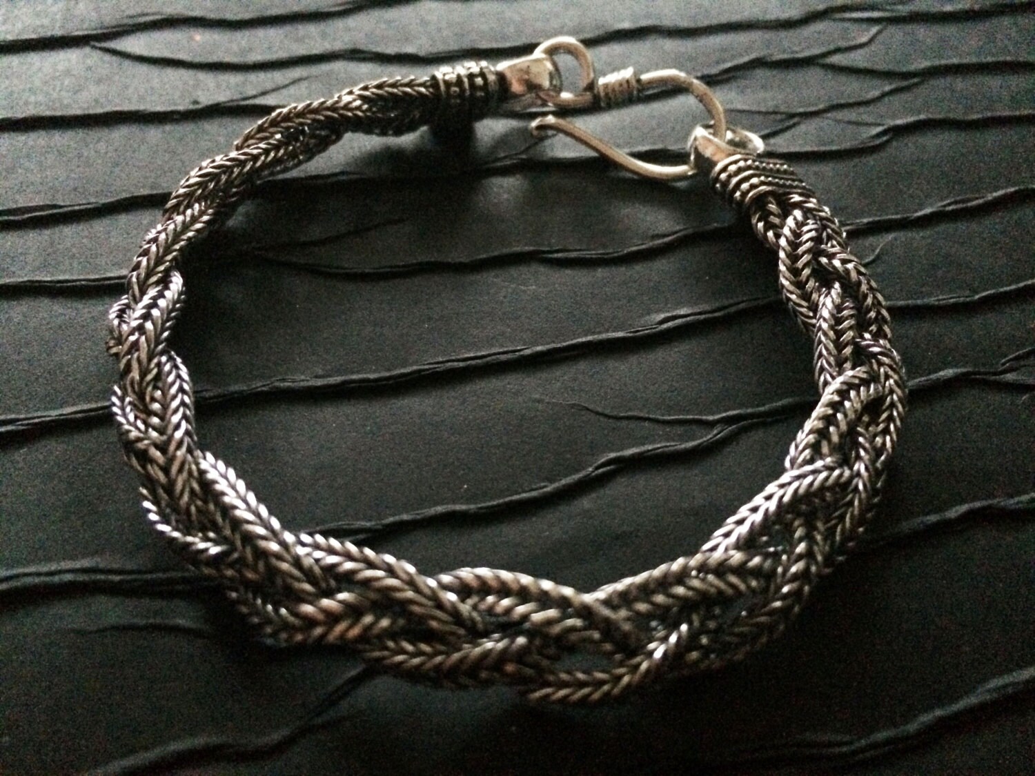 Twisted Braid Silver rope chain braceletMen Silver Etsy