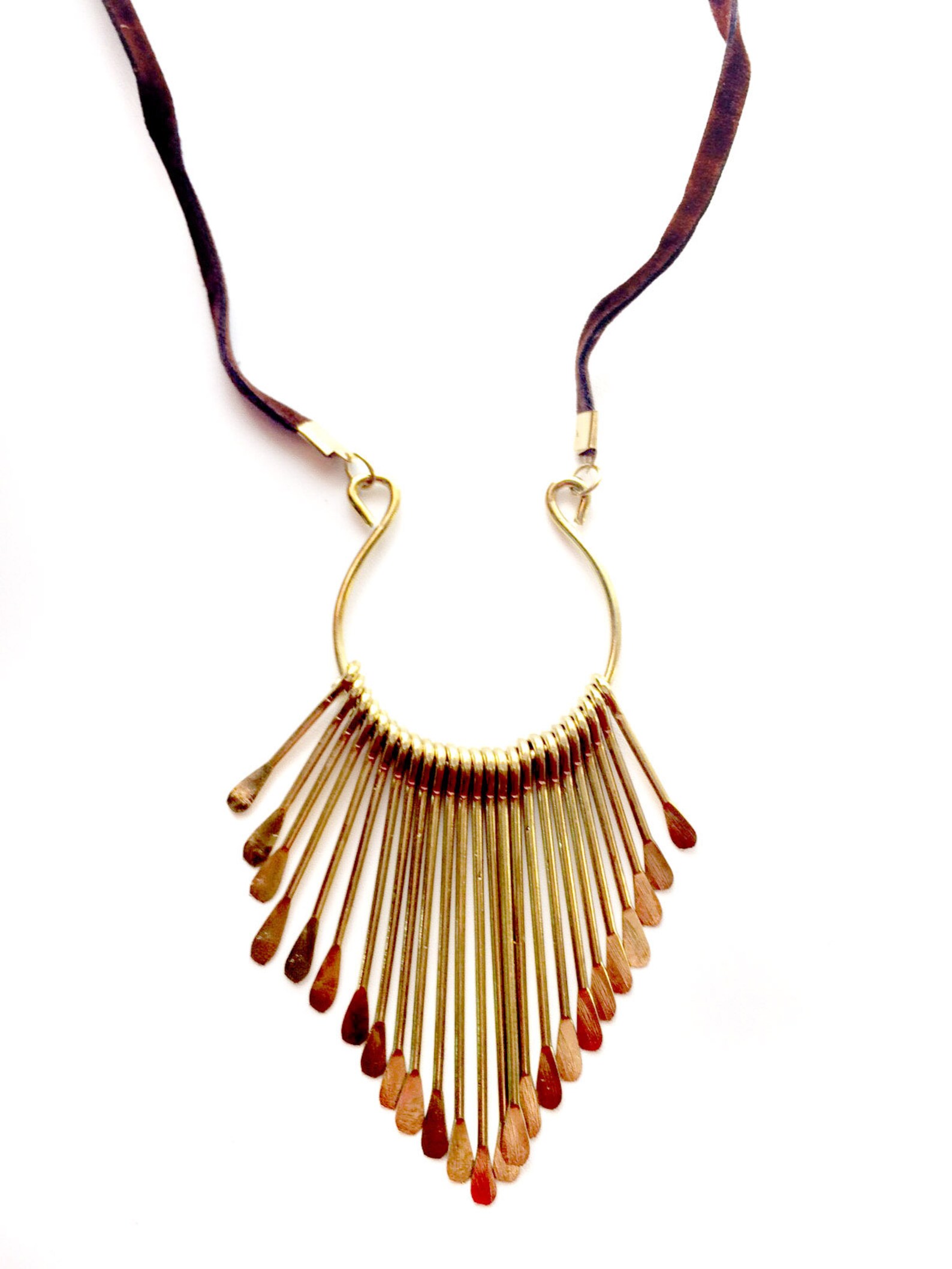 Gold Fringe Necklace Layering Necklacegold Statement Etsy