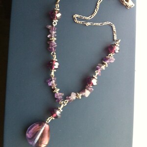 Amethyst Necklace & Purple Czech Glass Necklace 925 Sterling - Etsy