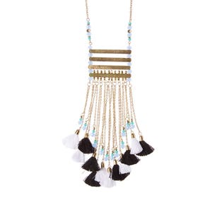 Long TASSEL Necklace,Layering Tassel Necklace,Statement Jewelry-Bohemian trending necklace-Cleopatra collection from Taneesi AN345