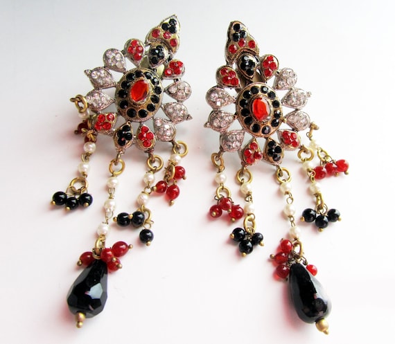 CLEARANCE SALE Crystal Chandelier Earrings indian Jewellery etsy