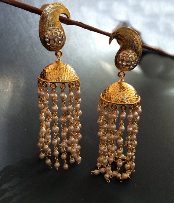 Discover 238+ gold pearl jhumka earrings latest