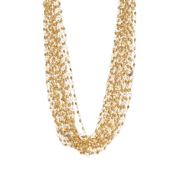 Gold beaded Necklace,Multistrand Layered gold beaded statement necklace,Gold bib,Choker-holiday gift- Gift for coworker TANEESI