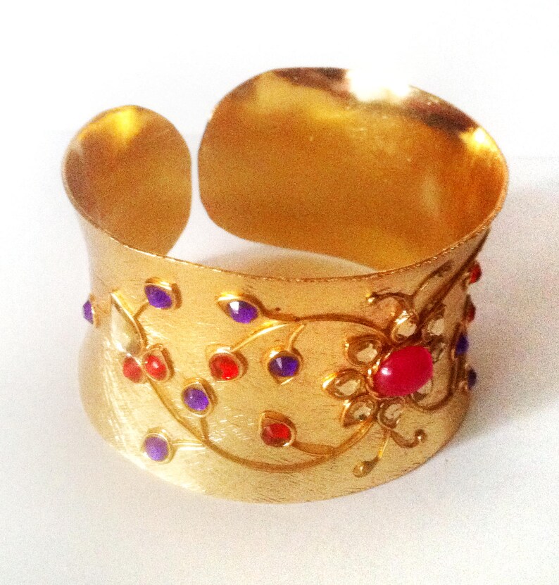 Gold Cuff Bracelet antique Kundan Bangleexotic Fusion Etsy