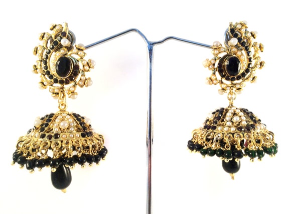 Black sale stone jhumkas