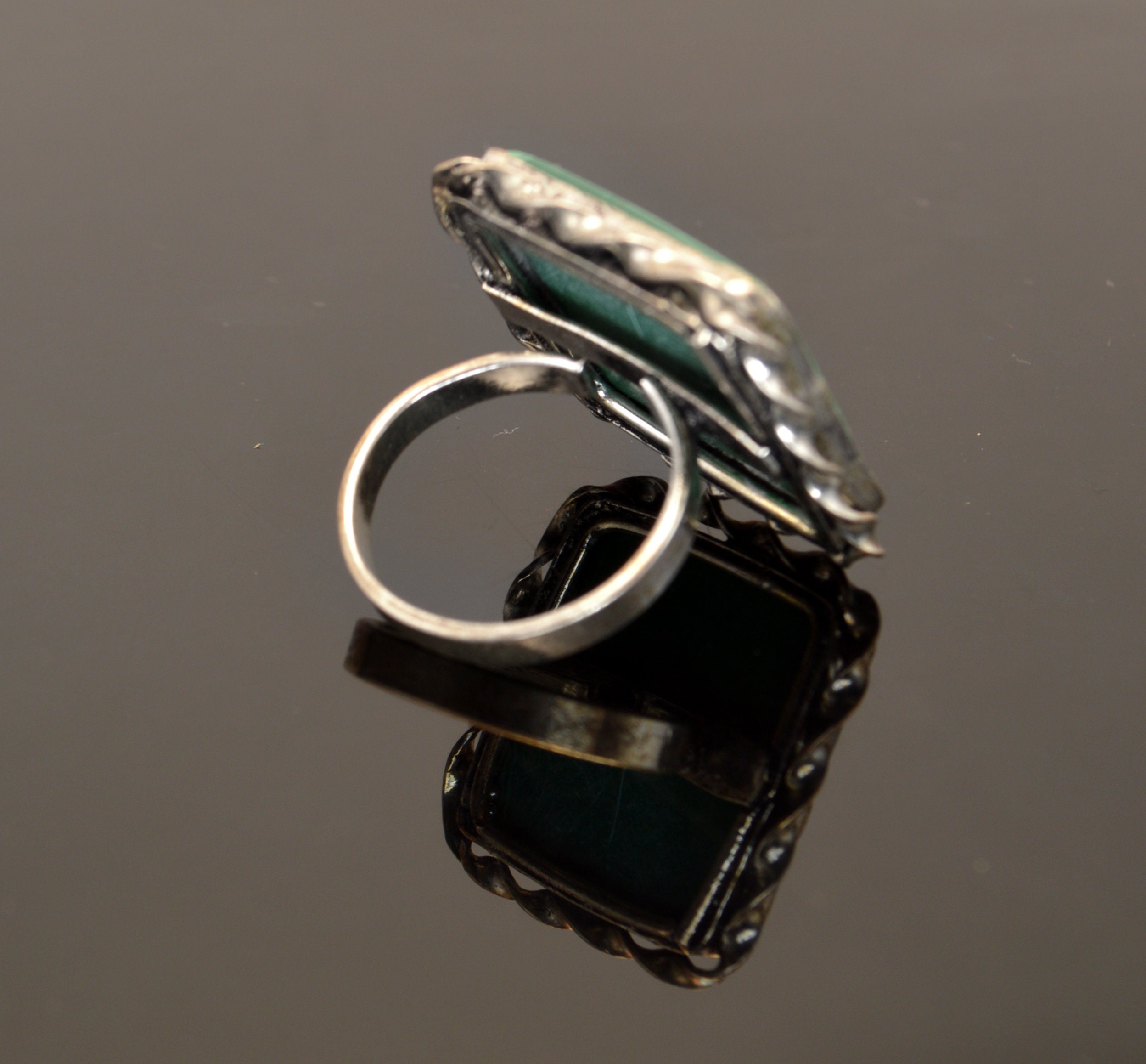 Silver Ring Green Malachite RingBezel set Tribal JewelryBoho | Etsy