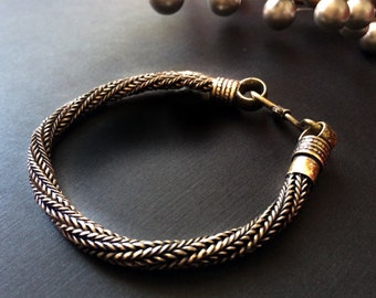 Pulsera de plata trenzado de cuerda cadena, Hombres Pulsera de plata, las mujeres pulsera de plata, pulsera Taneesi