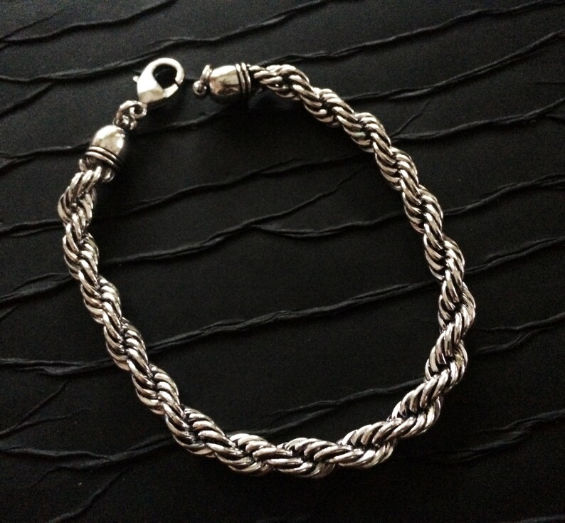 Men's Twisted Chain Braceletfine Link Chain Etsy
