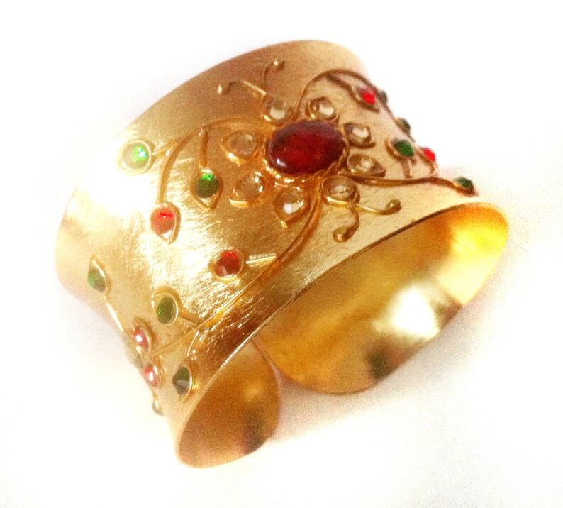 Gold Cuff Bracelet antique Kundan Bangleexotic Fusion Etsy