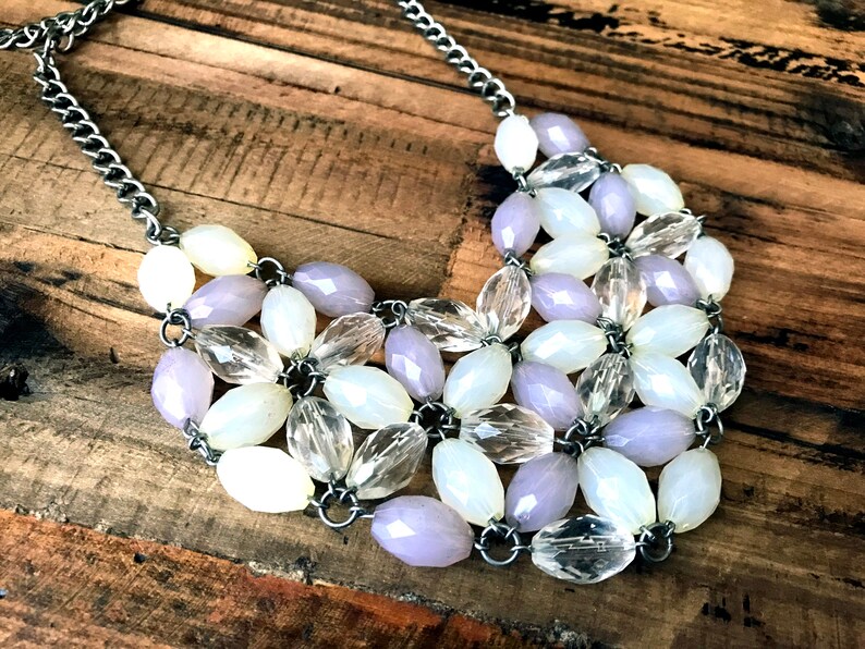 Kaleidoscope Bib Necklace Green /& powder Blue BIB Necklace,Statement Jewelry,-Bohemian Necklace,celestial bib Modern Stylish Jewelry Clear