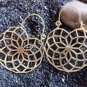 Halve maan oorbellen-gouden tribale maan oorbellen -Tribal sieraden hoepel oorbellen-Turkmeense tribale sieraden-sierlijke hoepel oorbellen