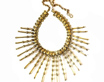 Antique Gold Tribal Necklace-fringe 