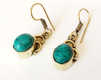 Etsy Turquoise Earrings,Dangle minimalist Earrings,birthstone jewelry,turquoise & gold earrings,gemstone jewelry,unique Taneesi jewelry.