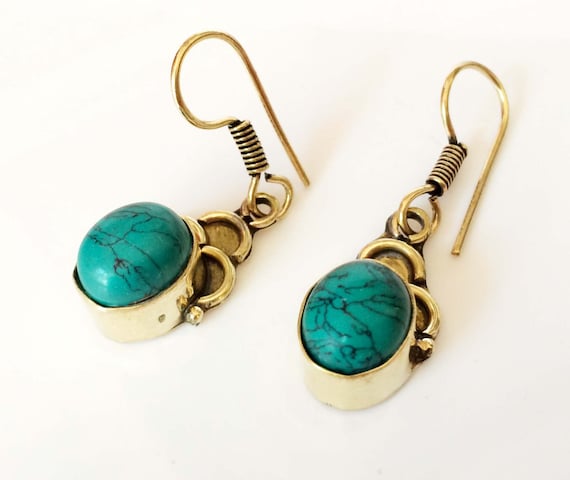 Etsy Turquoise Earrings dangle Minimalist Earrings birthstone