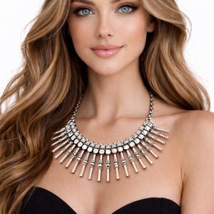 Argento antico collana di Fringe, Collana a bavaglio, Girocollo, Kuchi Kutchi collana Temple gioielli, tribale, gioielli d'epoca Taneesi