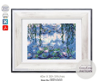 Patrón de punto de cruz CEP-040 'Nenúfares de Claude Monet' (PDF) Mini Obra Maestra
