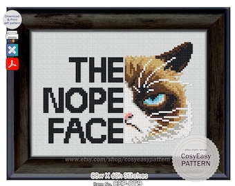 CEP-079 'A Cara de Não' - Padrão de Ponto Cruz em PDF - Meme Engraçado de Cachorro - cosyeasypattern