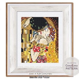 CEP-019 &#39;Der Kuss von Gustav Klimt&#39; Kreuzstich Muster pdf Mini Meisterwerk