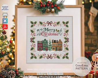 CEP-148 Patrón de punto de cruz 'Ciudad de Navidad' en formato PDF