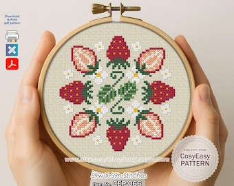 Patrón de punto de cruz CEP-066 'Fresa' (PDF) - Frutas y verduras modernas