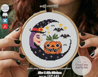 CEP-145 'Crescent Witch' Cross Stitch Pattern pdf