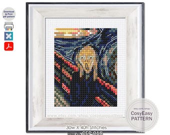 CEP-018 'O Grito' de Edvard Munch - Gráfico de Ponto Cruz em PDF - Mini Obra-Prima