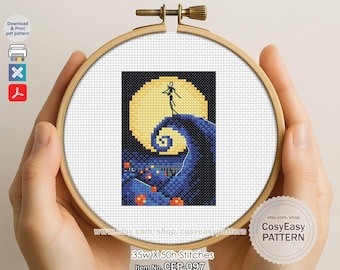 CEP-097 'The Nightmare before Christmas' Cross Stitch Pattern pdf Fantasy Mini Movie Poster Modern