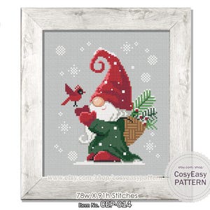 CEP-014 'Kerstkabouter' kruissteekpatroon pdf Modern Fairy Elf Sprite Pixie Cosy Easy Winter Christmas Santa Feestdag