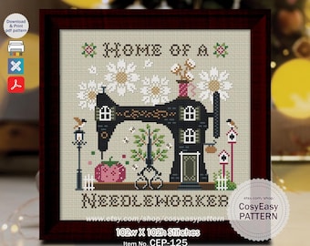 CEP-125 'Casa da Costureira' Padrão de Ponto Cruz em PDF cosyeasypattern