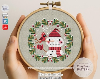 CEP-113 'Kerstmis en sneeuwpop', kruissteekpatroon pdf
