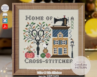 CEP-123 'Lar da Costureira' Padrão de Ponto Cruz em PDF cosyeasypattern