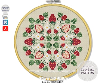 Patrón de punto de cruz CEP-067 'Fresa' (PDF) - Frutas y verduras modernas