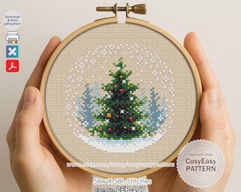 CEP-107 'Árvore de Natal' Padrão de Ponto Cruz em PDF Enfeites de Árvore cosyeasypattern