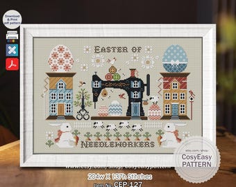 CEP-127 Patrón de punto de cruz 'Pascua de las bordadoras' en formato PDF