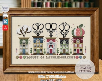CEP-136 'Casa das Bordadeiras' Padrão de Ponto Cruz em PDF cosyeasypattern