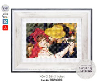 CEP-038 Patrón de punto de cruz «Baile en Bougival» de Renoir (PDF) Mini Obra Maestra