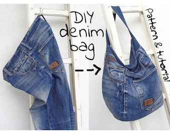 HOBO BAG FROM JEANS, HOBO BAG SEWING TUTORIAL, RECYCLE JEANS INTO BAGS