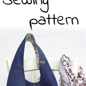DIY handbag sewing pattern, slouchy jeans bag, hobo bag printable PDF pattern and instructions, easy photo tutorial download image 6
