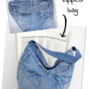 DIY Denim Bag Sewing Pattern Slouchy Zipper Bag 2 Sizes Bag - Etsy