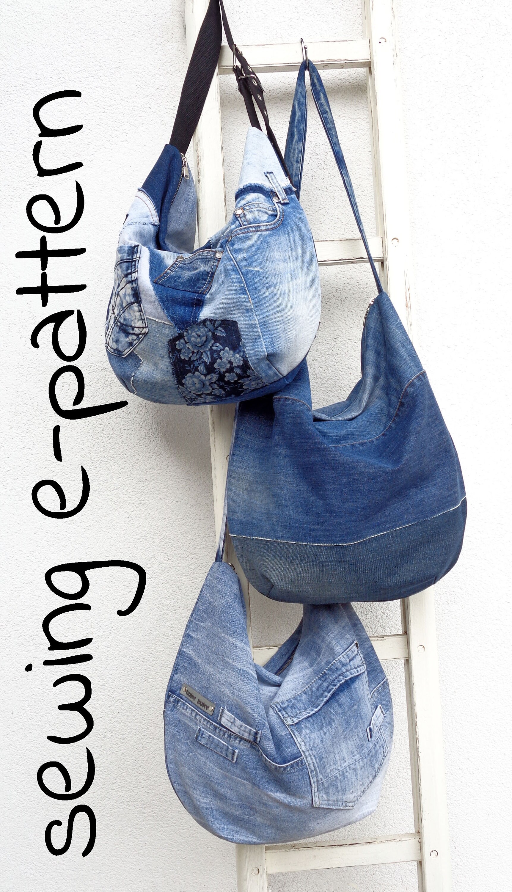 Hobo bag digital pattern and tutorial download - Make it in denim