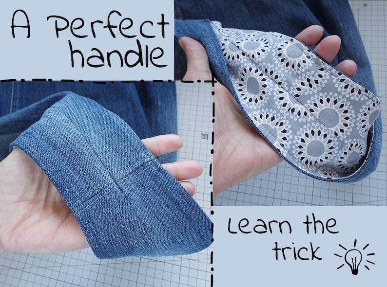 DIY handbag sewing pattern, slouchy jeans bag, hobo bag printable PDF pattern and instructions, easy photo tutorial download image 3